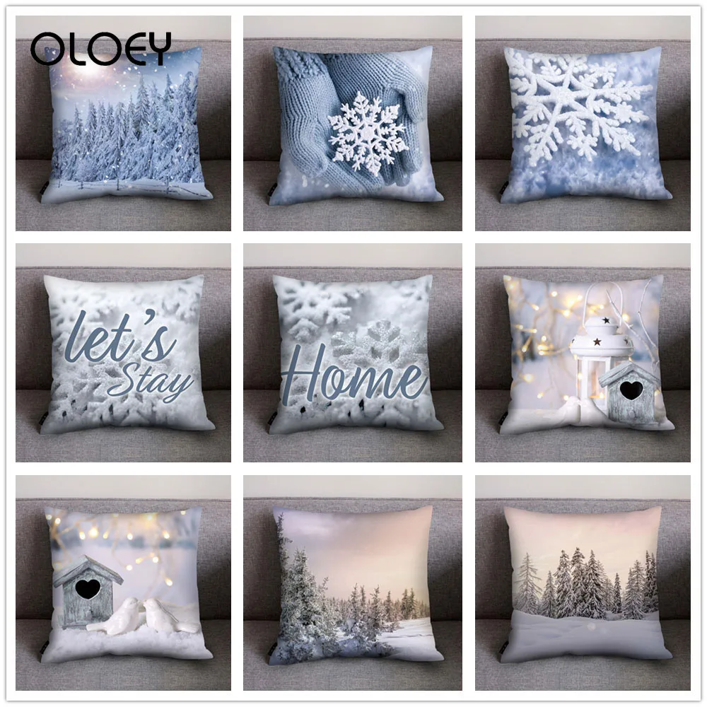 

Christmas Cushion Cover Printed Cushion Cover Polyester Sofa Car Cushion Cover Home Decoration Comfortable Hotel Seat Decoration
