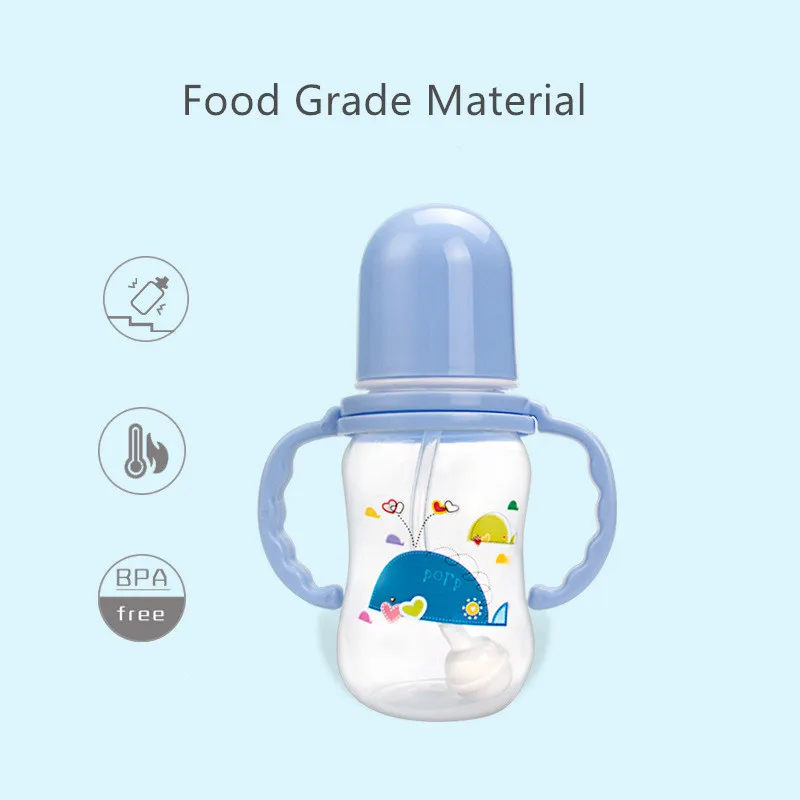 150 мл детская бутылочка для кормления с ручками питьевой воды соломы бутылки