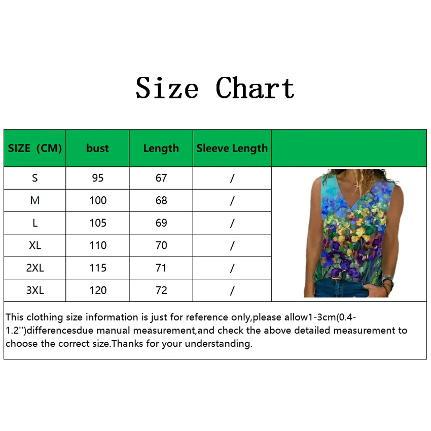 

Women's Fashion Summer Print Sleeveless V-neck Tank Top T-shirt vest