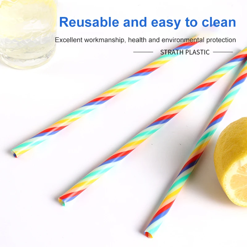 

10Pcs Bubble Tea Milkshake Straw Reusable Tube Spiral Rainbow Straw For Party Weddings Celebrations Bar Juice Drinking Supplies