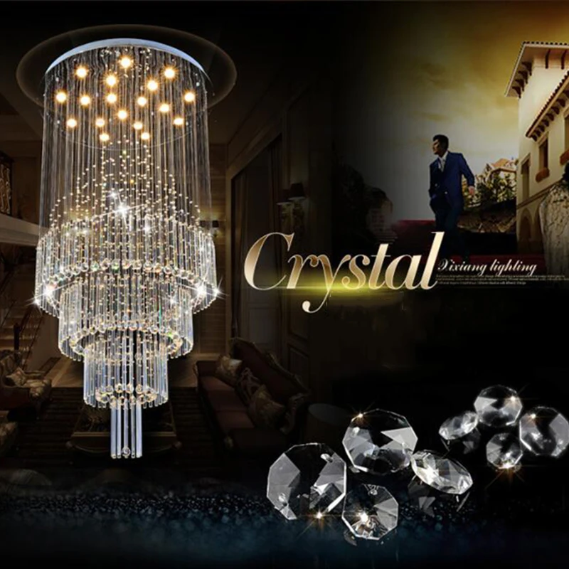 

Stairs Crystal Chandeliers modern Crystal Chandelier Lights Interior Lamps Luxury Villa light loft light Home decoration lamp