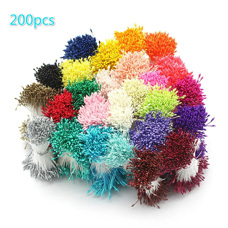 

200pcs Multi colors Pearl Stamen Sugar Handmade Artificial Flower For Wedding Decoration DIY 3mm Stamen Pistil Floral