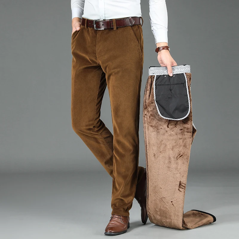 Зимние вельветовые плотные повседневные брюки деловая мода высокое качество