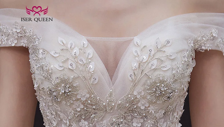 

Sexy V Neck Cap Sleeves Flower Lace Appliques Wedding Gowns For Women Long Train Beautiful Embroidery Wedding Dress WX0249