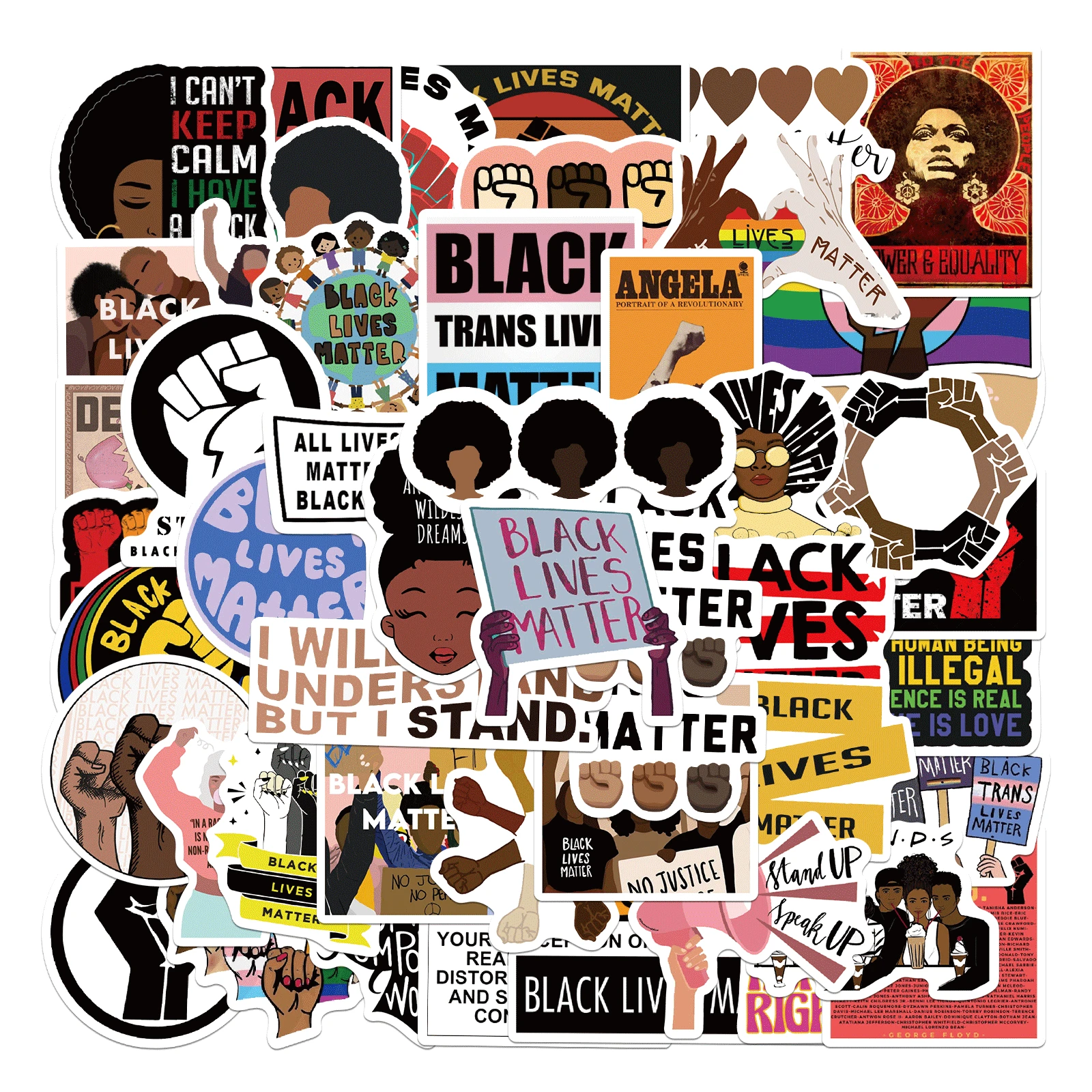 

50pcs New Hot Black Lives Matter Stickers Decal Graffiti Guitar Scrapbook Skateboard Cup Phone Luggage Laptop Waterproof Sticker