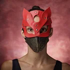 БДСМ эротическая кожаная маска с красной лисой Косплей Фетиш взрослые 18 секс-игрушки для женщин пары игры Флирт Магазин Бар Вечерние