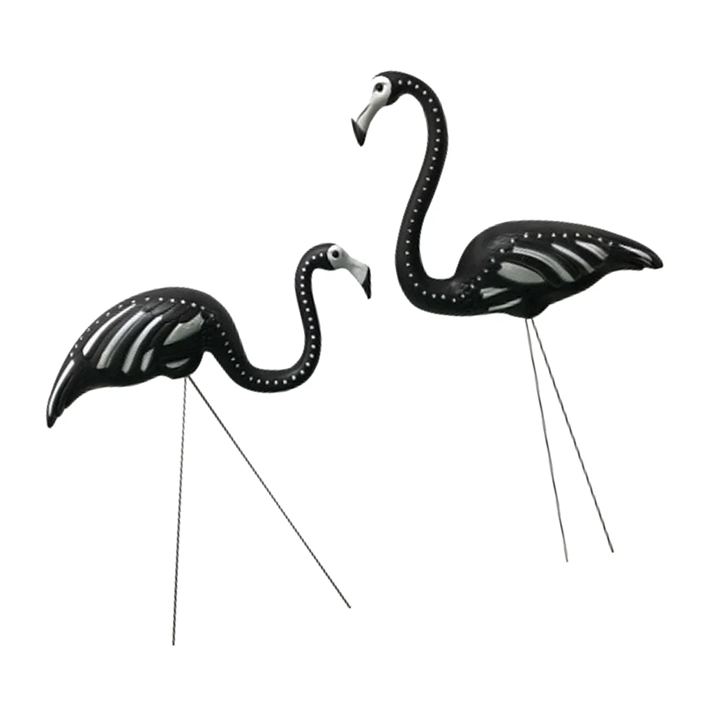 Набор из 2 30 дюймов большой черный череп фламинго украшение для двора/фламинго