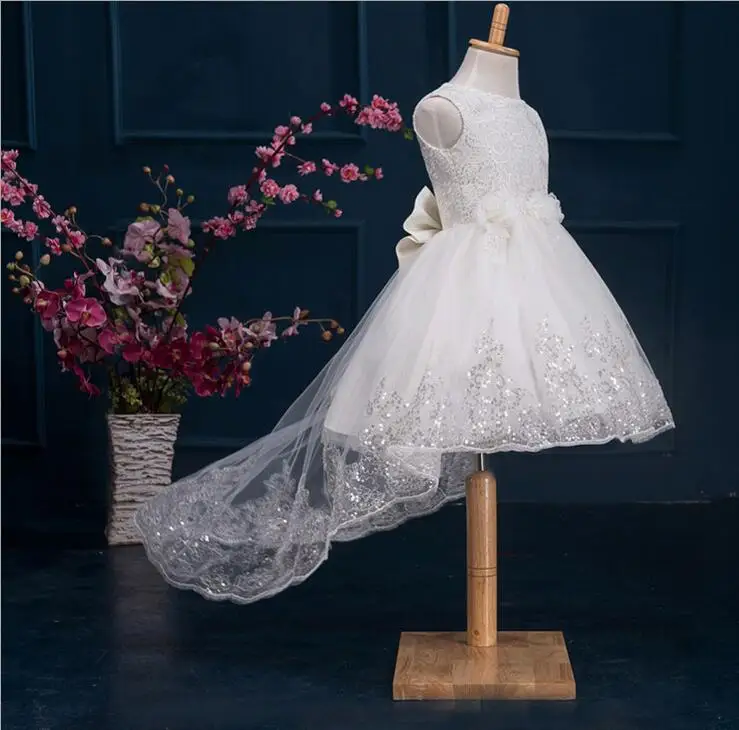 Детское платье с цветами для девочек белое крещения на свадьбу и Рождество