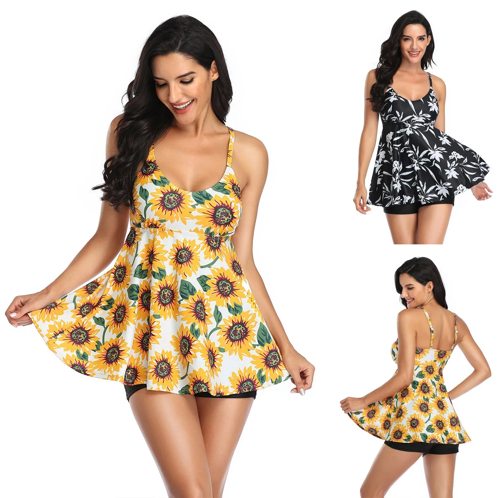 

Женская юбка с цветочным принтом, консервативный раздельный купальник большого размера, бикини, бандаж, монокини с пуш-ап, купальник, пляжны...