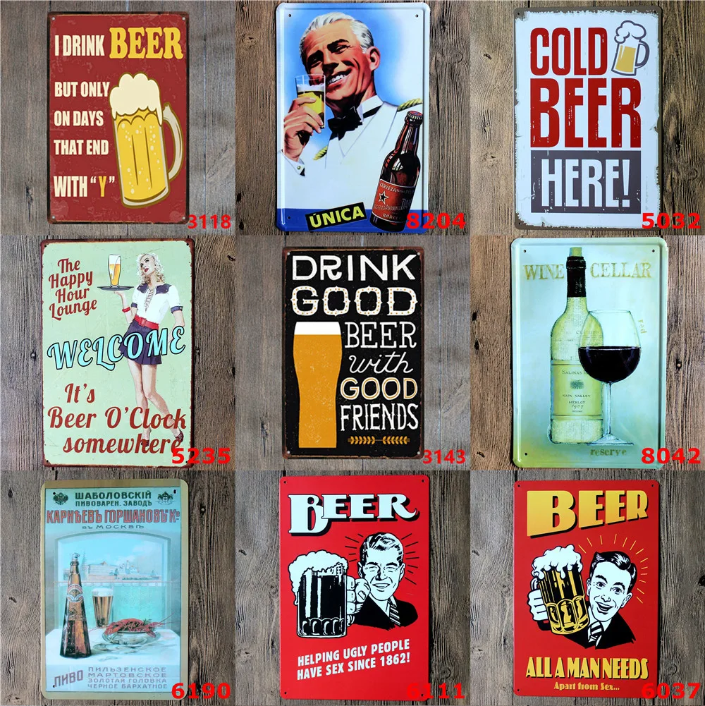 Metal Signs Shabby Chic Vintage Style Beer All A Man Needs Apart From Sex Cold Beer Here ! for Bar Decoration Pub Iron Painting
