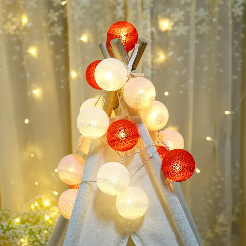 

Cotton Ball Light Street Garland Led Chain String Outdoor Lamp USB Battery Plug Bedroom Wedding Birthday Gift Party Decorations