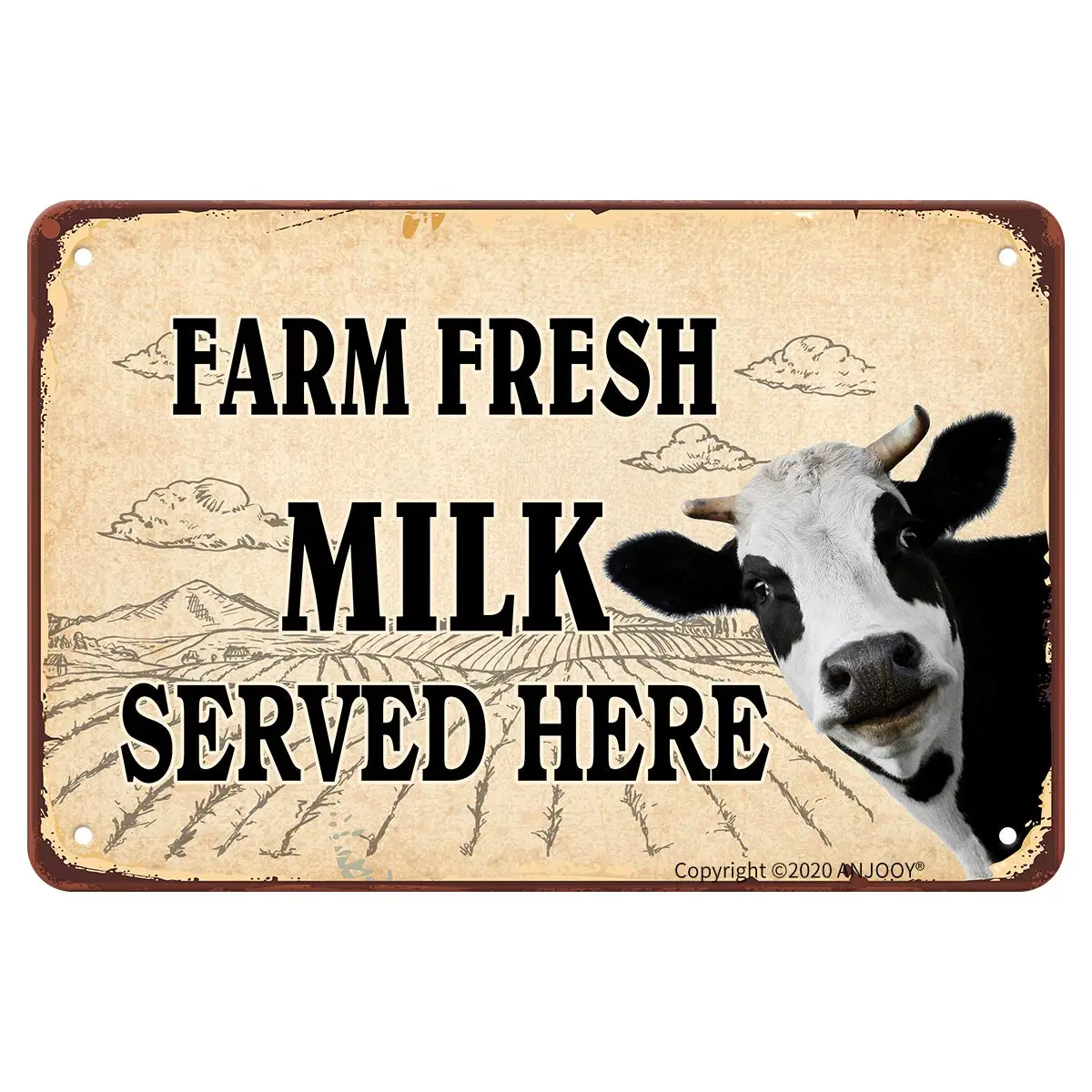 

Ферма Свежий Оловянно-молочный знак здесь продается-металлическая пластина легко повесить антибликовый, устойчивый к выцветанию подходящ...