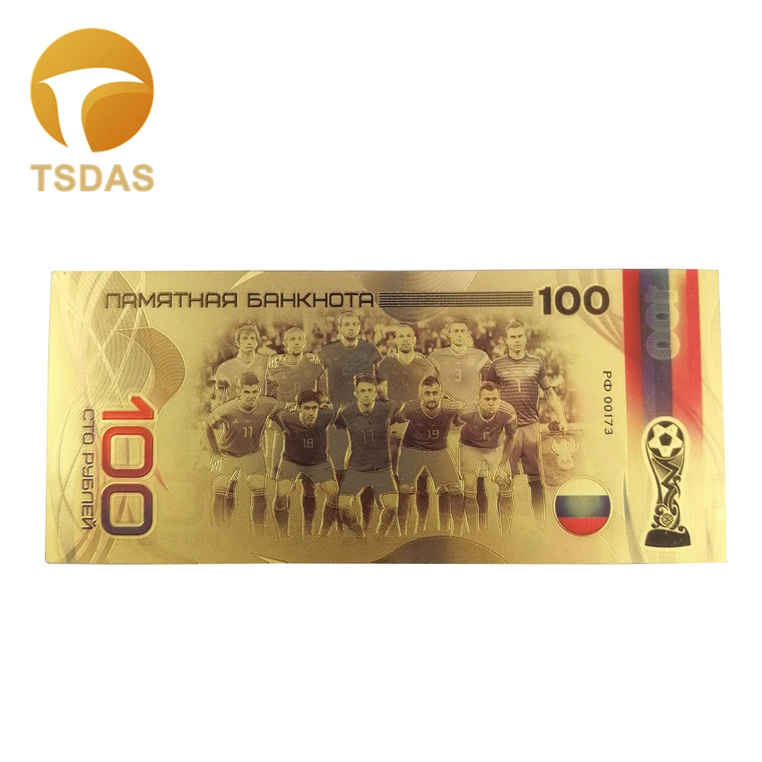 10pcs/lot Nice Russia Banknotes 100 Rouble Gold Banknote in 24K Plated Bills For Collection | Дом и сад