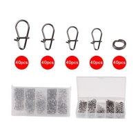 60 discounts hot200pcs fishing connector pins double circle fast clip lock snap hooks with box