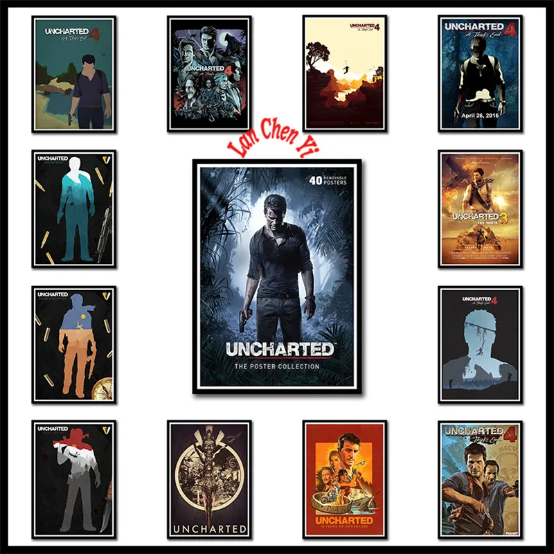 Uncharted игры с белым покрытием Бумага плакаты фотографии для украшения комнаты