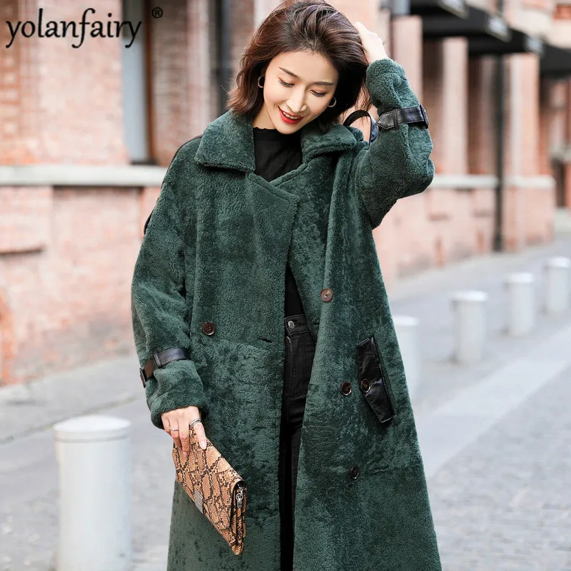 

Real Fur Coat Women Winter Jacket Long Sheep Shearling Genuine Leather Jacket Manteau Femme Hiver 2020 E19-C17 KJ3863