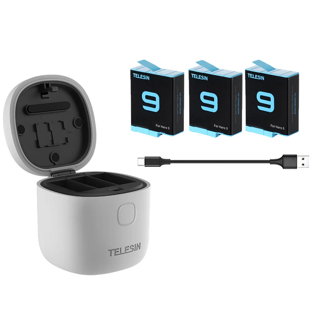 

GoPro 9 Battery Fast Charger 3 Slots Battery Storage Box 1750mAh Liion Battery Charging Case For GoPro Hero 9 Camera Accessories
