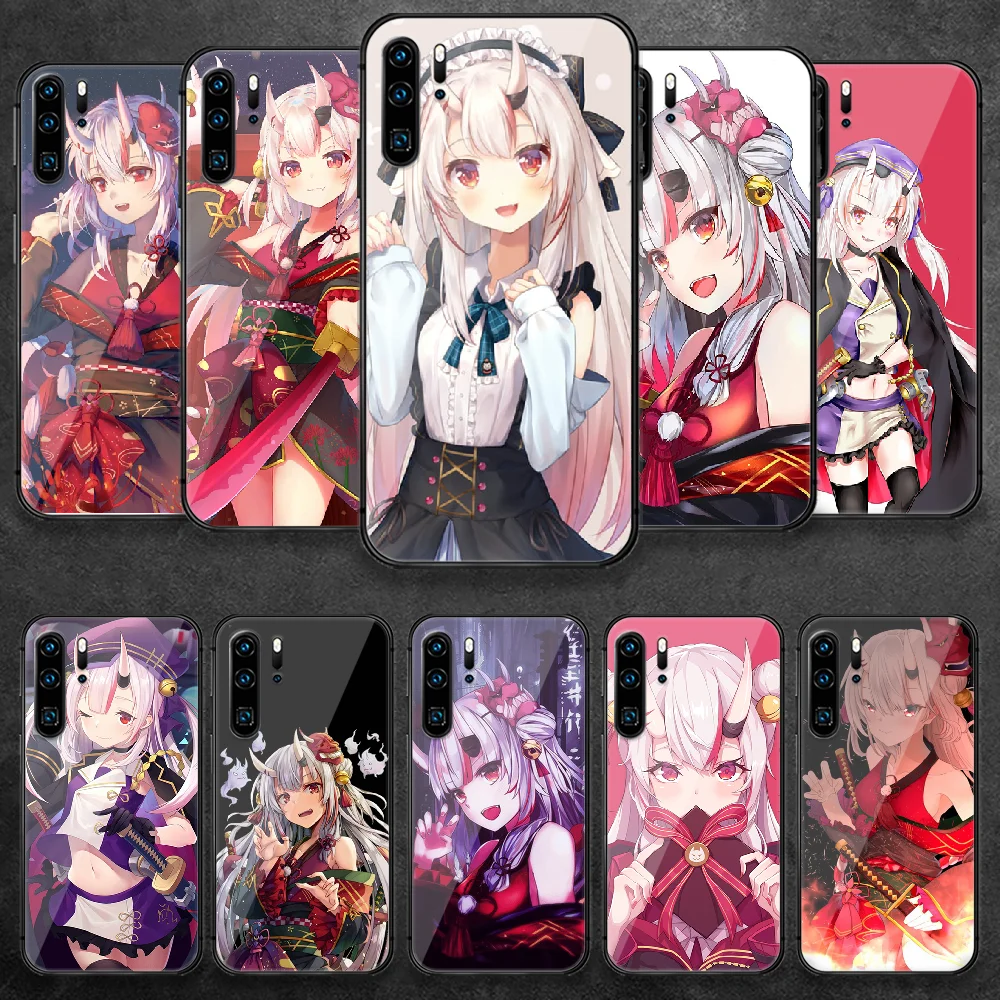 

Nakiri Ayame Anime Tempered Glass Phone Case For Huawei Honor Nova 5T P 10 20 30 40 50 7 8 9 i Smart A X Pro Lite Cover Cell