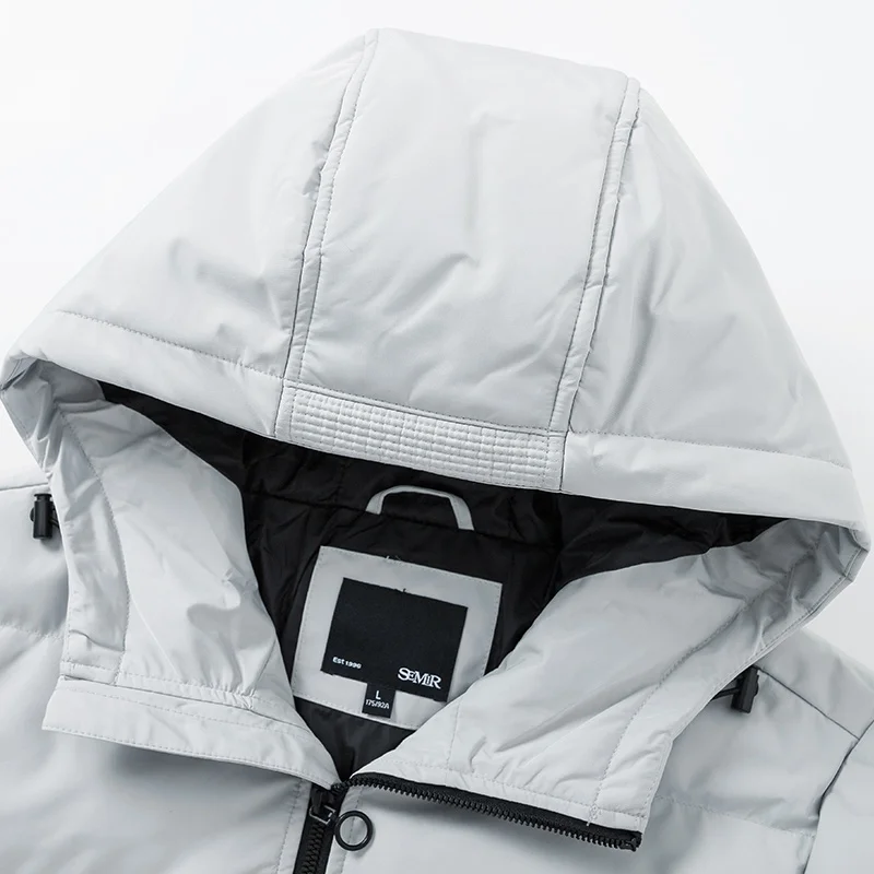 Semir короткий пуховик для мужчин молодой зимний черный на завязках с капюшоном