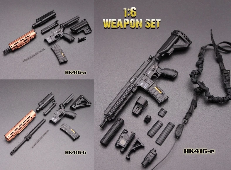 Mini Times Toys 16cm 1/6 Scale Figure Weapons Model Accessories HK416 & M4 Series Gun Model Toys For 12