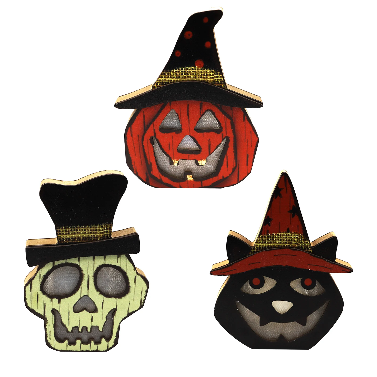 

Halloween Festival Party Decoration LED Light Wooden Pumpkin Ghost Ornament Halloween Pumpkin Lamp Home Decor Graceful