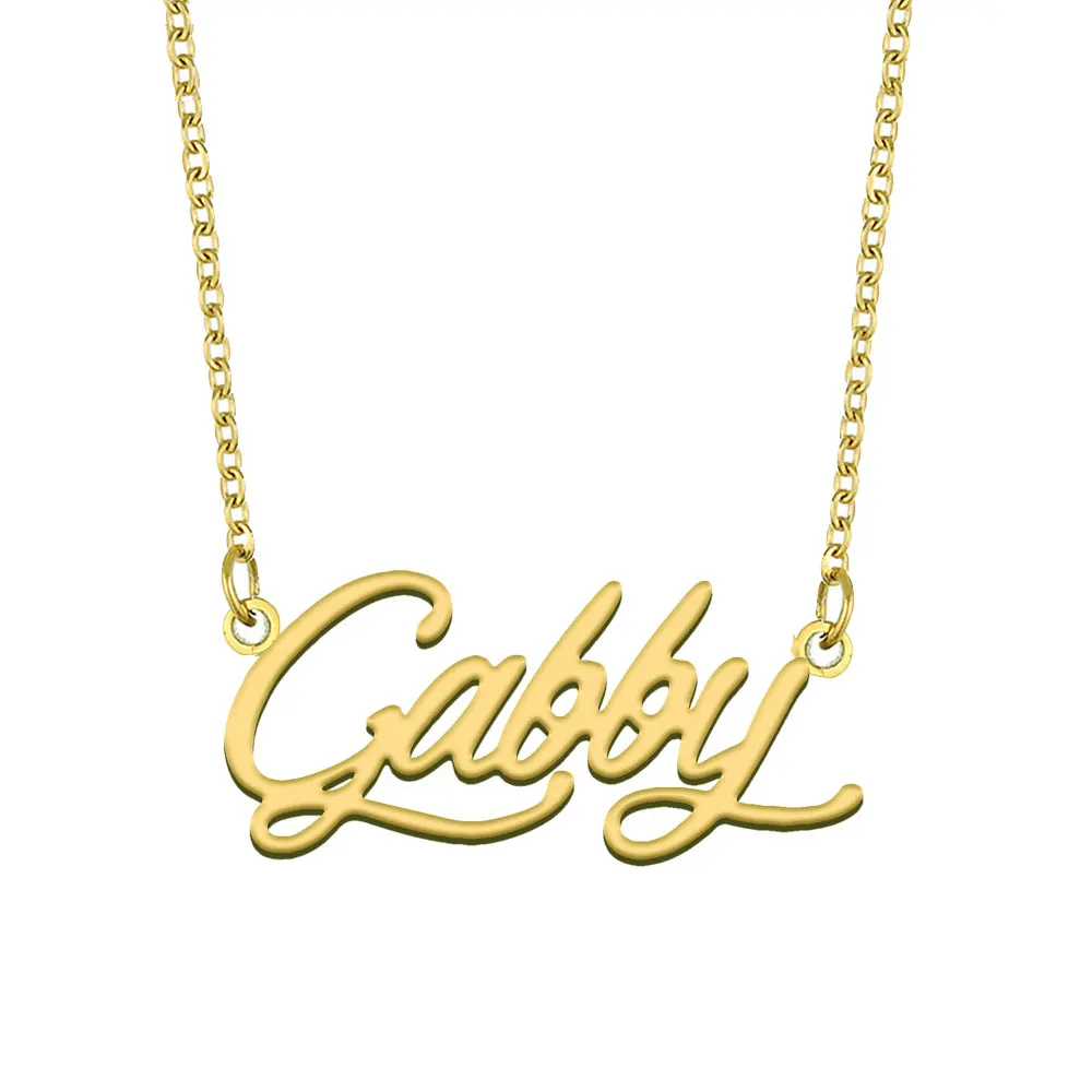 

Gabby Nameplate Necklace for Women Stainless Steel Jewelry Gold Plated Name Chain Pendant Femme Mothers Girlfriend Gift