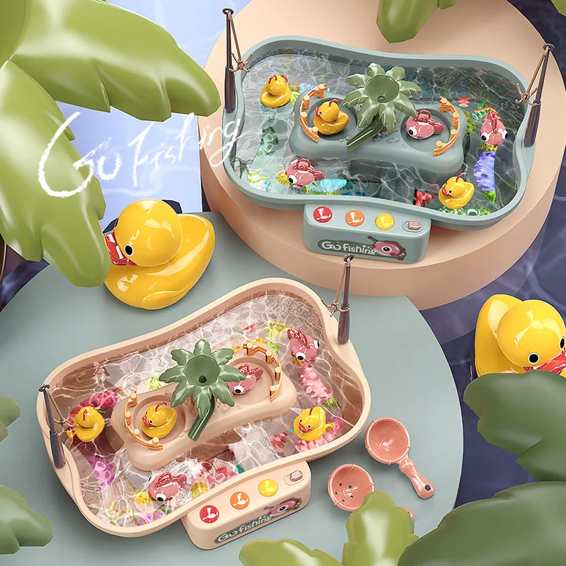 

2021 Child Toy Magnetic Fishing Music Electric Circulation Fishing Duck Fishing Platform Water Play Game Toys for Kids Gift