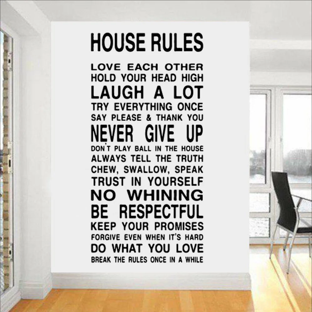 

House Family Home Rules Quote Wall Stickers Art Dining Room Wall Decals Home Decoration Accessories For Living Room Bedroom C864