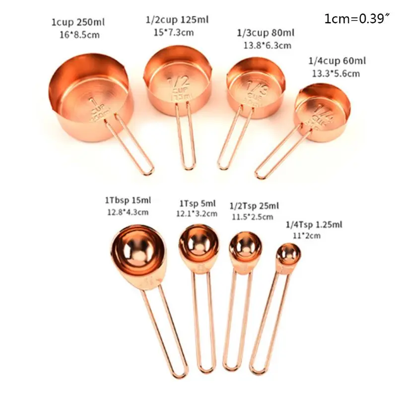 

Gold Measuring Cups Spoons Set Nordic Stainless Steel Baking Tools Coffee Tea Food Home DIY Kitchen Cooking Utensils 8pcs/set