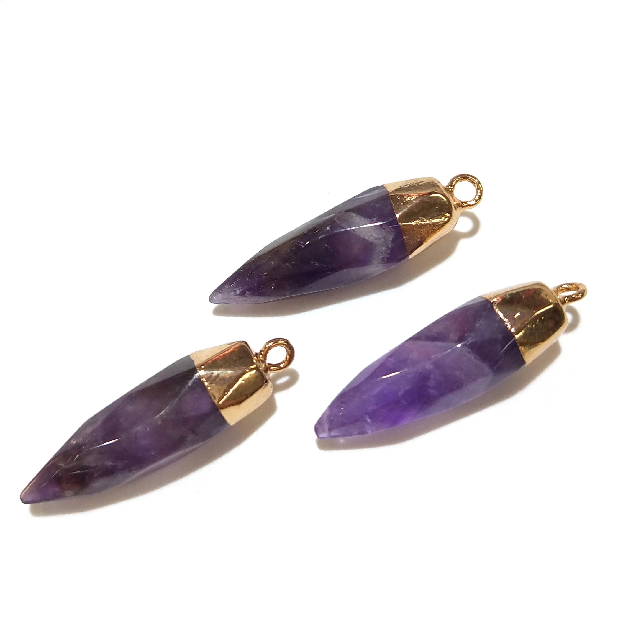 Amethysts Подвески из натурального камня хрустальные подвески ювелирные изделия DIY ожерелье аксессуары для материал для изготовления украшений Размер 28x9 мм - Окраска металла: Amethysts