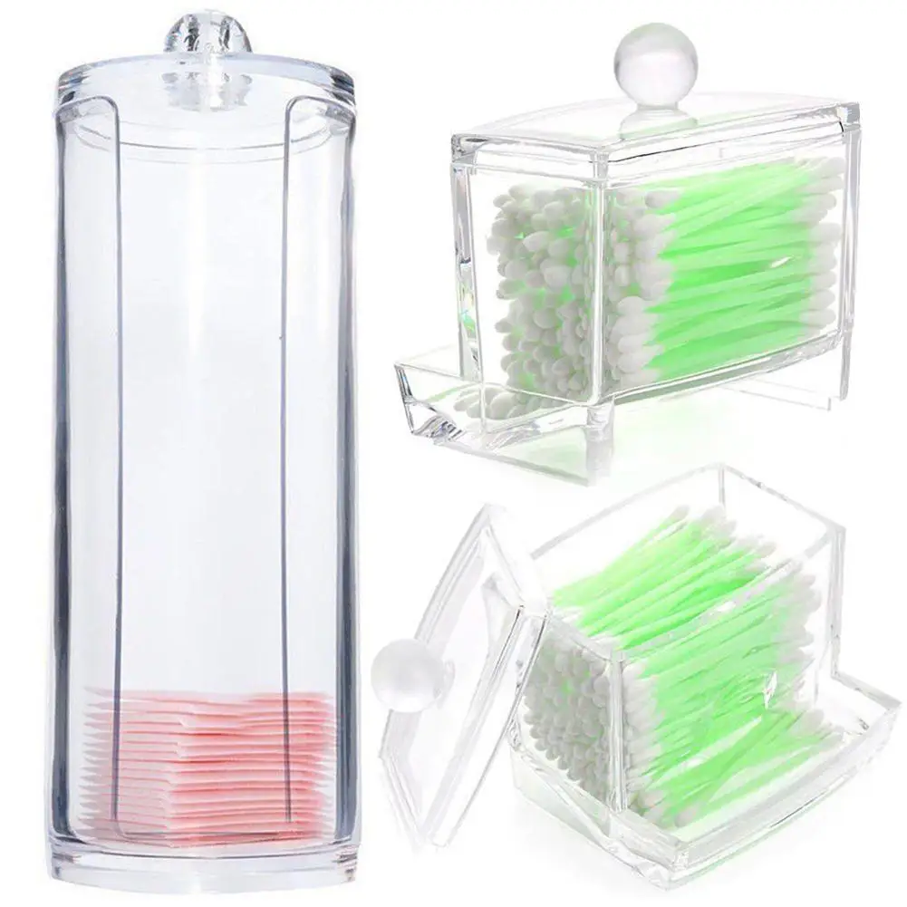 Прозрачный Пластик коробка для хранения ватным тампоном держатель Органайзер