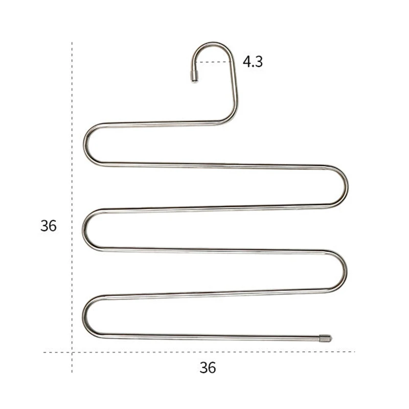 

2PCS /Lot S-type multi-layer Clothes storage shelf Thicken Stainless steel pants rack Magic Non-slip pants clip Pants hanging