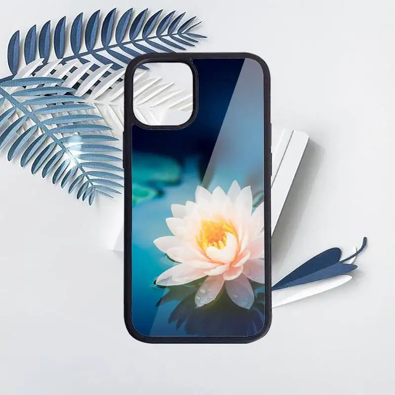 

Lotus flower art pattern Phone Case PC for iPhone 11 12 pro XS MAX 8 7 6 6S Plus X 5S SE 2020 XR Luxury brand shell funda