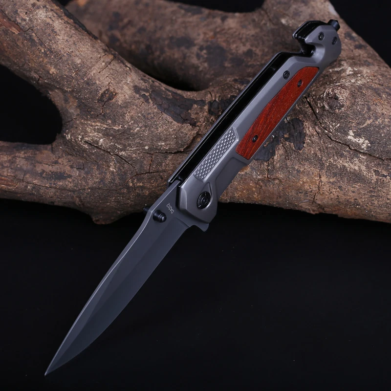 230mm (9'') Knife 57HRC Steel 3cr13Mov Blade Folding Pocket Wood Handle Tactical Survival Camping Knives EDC Tool 