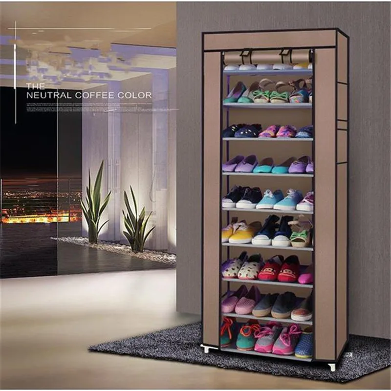 

Room-saving 10-Layers 9 Lattices Non-woven Fabric Shoe Racks Organizers Shoes Storage Cabinet Shelf Containers