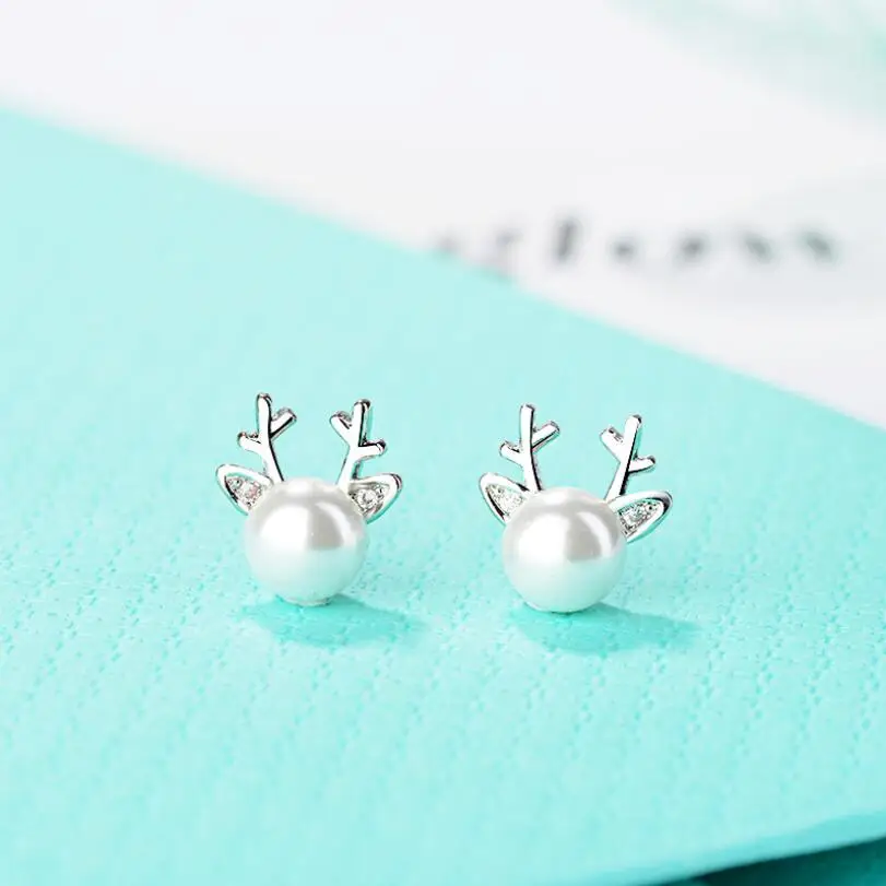 Женские серьги гвоздики в виде оленя Yiustar животных из нержавеющей стали