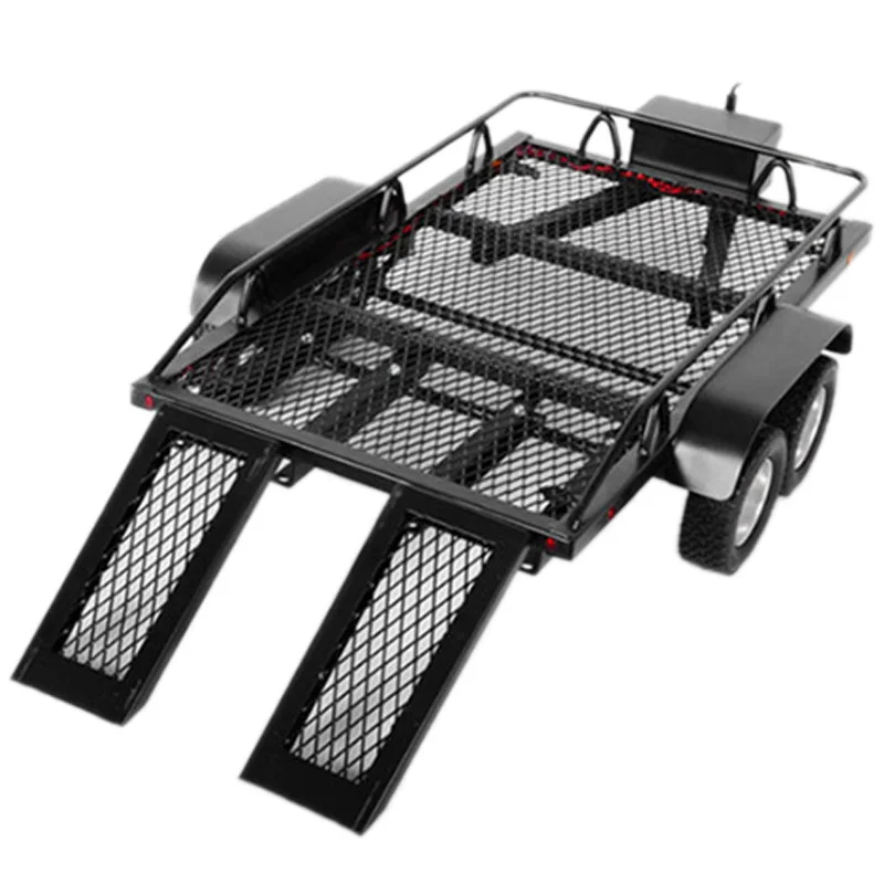 Двухосевой тяжелый цельнометаллический прицеп для 1/10 Rc Rock Crawler Truck Traxxas Axial Scx10 90046