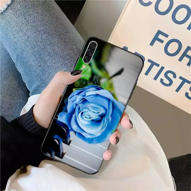 

blue rose flower art design pattern Phone Case For Samsung galaxy A S note 10 7 8 9 20 30 31 40 50 51 70 71 21 s ultra plus