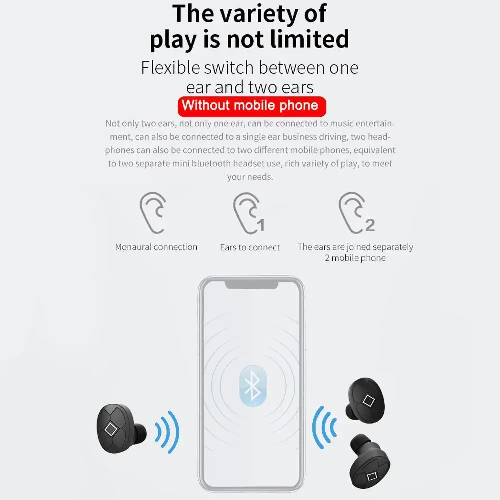 Беспроводные водонепроницаемые наушники V5/V6 TWS Hi Fi гарнитура Bluetooth для смартфона