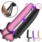 Вибратор 18 + эротический Мужской мастурбатор Двойное проникновение страпон фаллоимитатор Анальная пробка ремешок пенис секс-игрушки для пар женский магазин