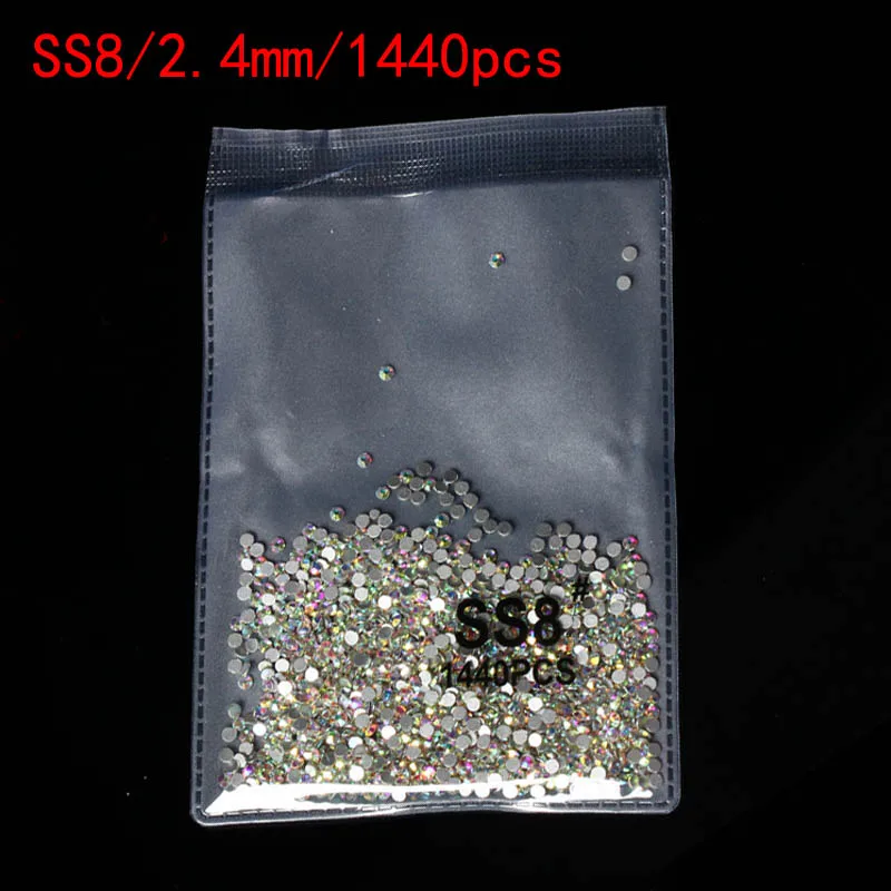 Super Glitter 1440pcs SS3-SS8 Flatback Multicolor Non HotFix Rhinestones For Nail Art Decoration Shoes And Dancing Decoration images - 6