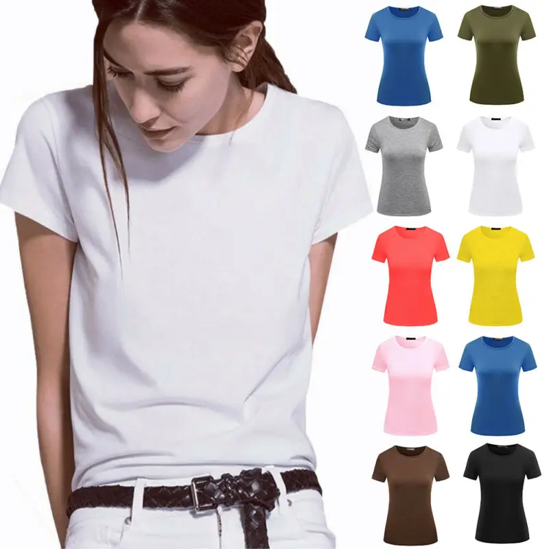 

Women's Casual Plain Baggy Sport T-Shirt Gym Fitness Workout Jogger Blouse Tops