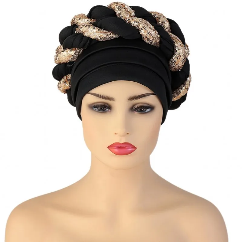 

Muslim Hijabs Caps Women Two Tiers With Sequins Cover Inner Hijab New Arab Dubai Islamic Abayas Muslim Fashion Turbans For Women