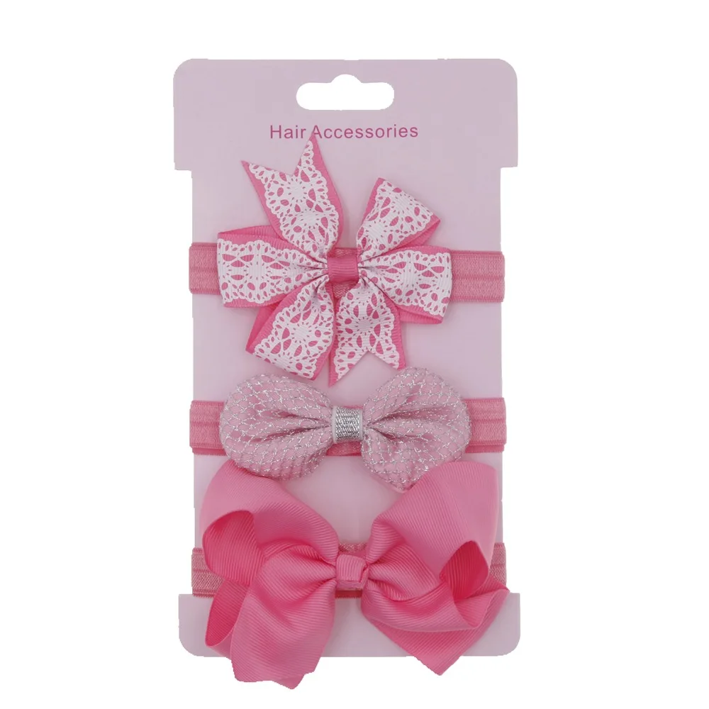 

New Style Children Bow Headdress Headband Hair Accessories Combination Three Piece Set Baby Girl Elastic Headband