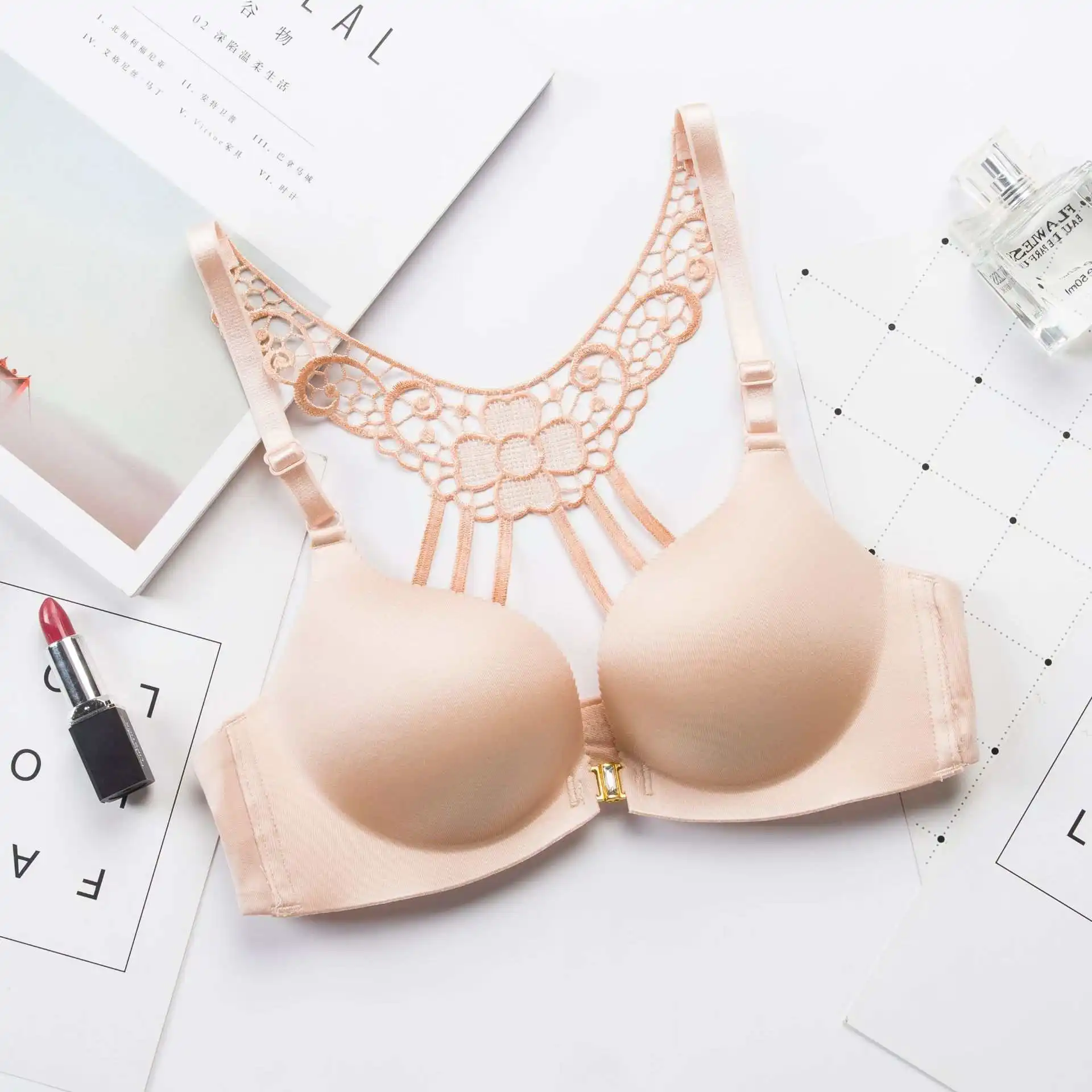 

Fashion Front Closure No Wire Girl Underwear Sexy Leopard Print Women Push Up Bra Lingerie Tops Adjustable Female