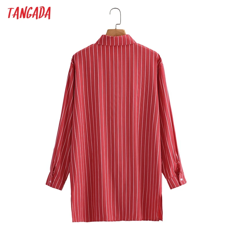 

Tangada Women Retro Striped Print Long Blouse Long Sleeve Chic Female Casual Loose Shirt Blusas Femininas 8Y43