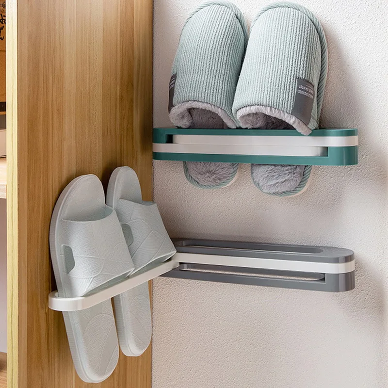 Adjustable Space-saving Wall-mounted Slipper Shoes Rack Support Slot No-punch Bathroom Shower Shelf Cabinet Stand Holder | Дом и сад