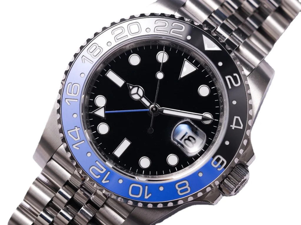 

High-end Men's Mechanical Watch Automatic Luminous GMT Black Blue Ceramic Bezel Sapphire Glass