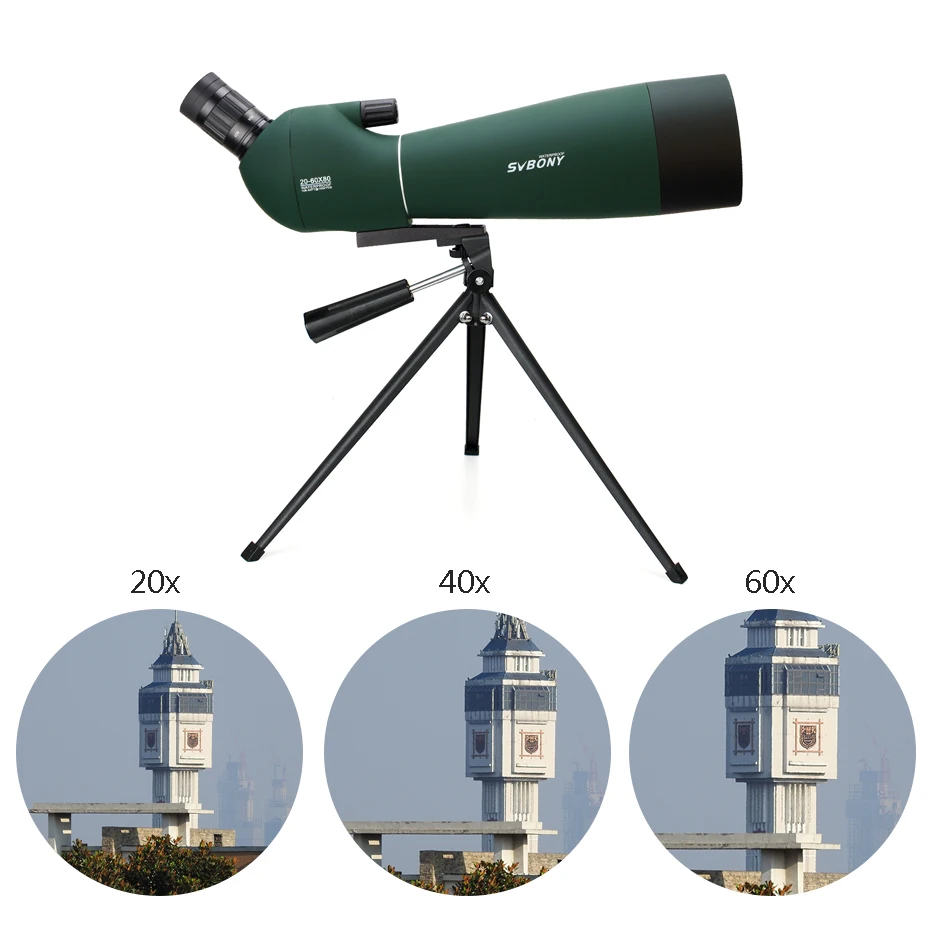 SVBONY SV28 Зрительная труба 20-60x80мм SV28 зум телескоп водонепроницаемый BAK4 призма FMC высокое качество новая версия F9308 для охоты