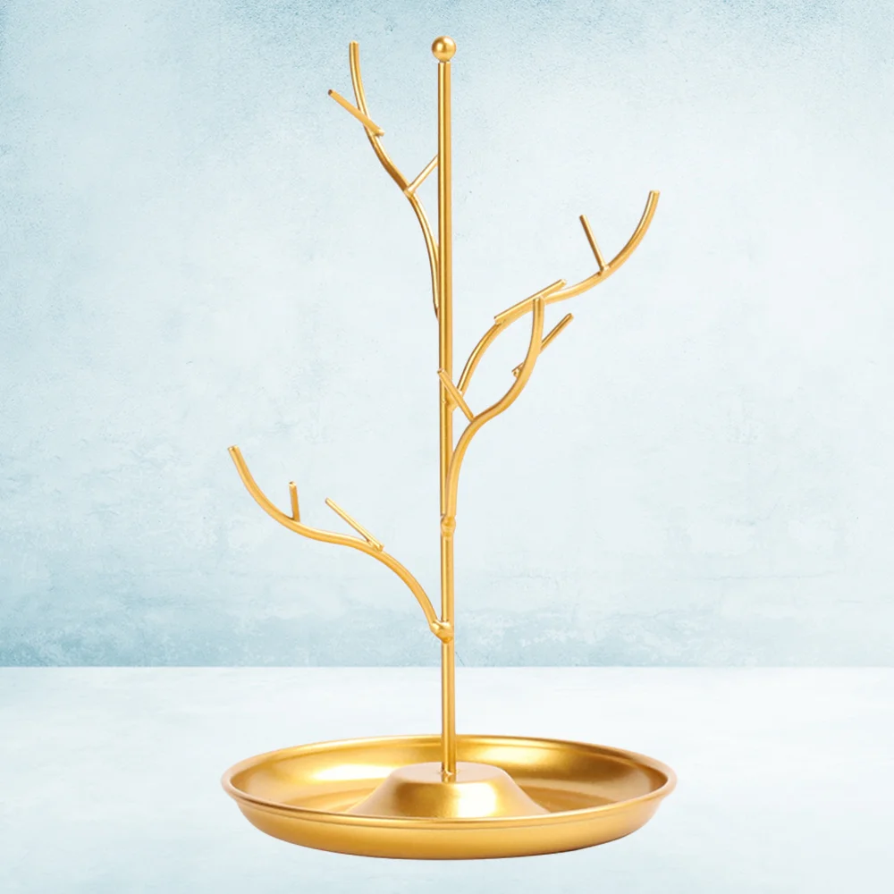 

Golden Tree Branches Design Necklace Display Rack Jewelry Showing Stand Earring Holder Hanger Pendant Iron Showcase Bracelet Org